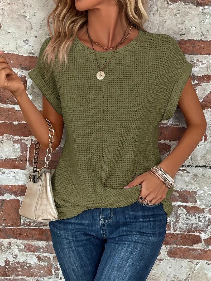 Sylvia | Women's Waffle-Knit Short-Sleeve T-Shirt — product image 5