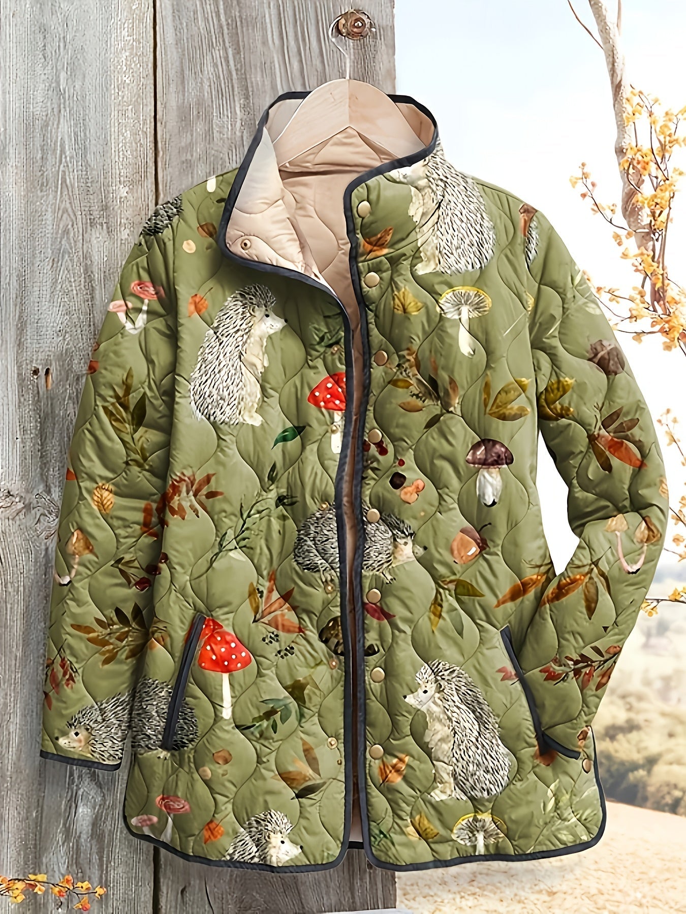 Teagan | Women's Hedgehog-Print Quilted Jacket — product image 1