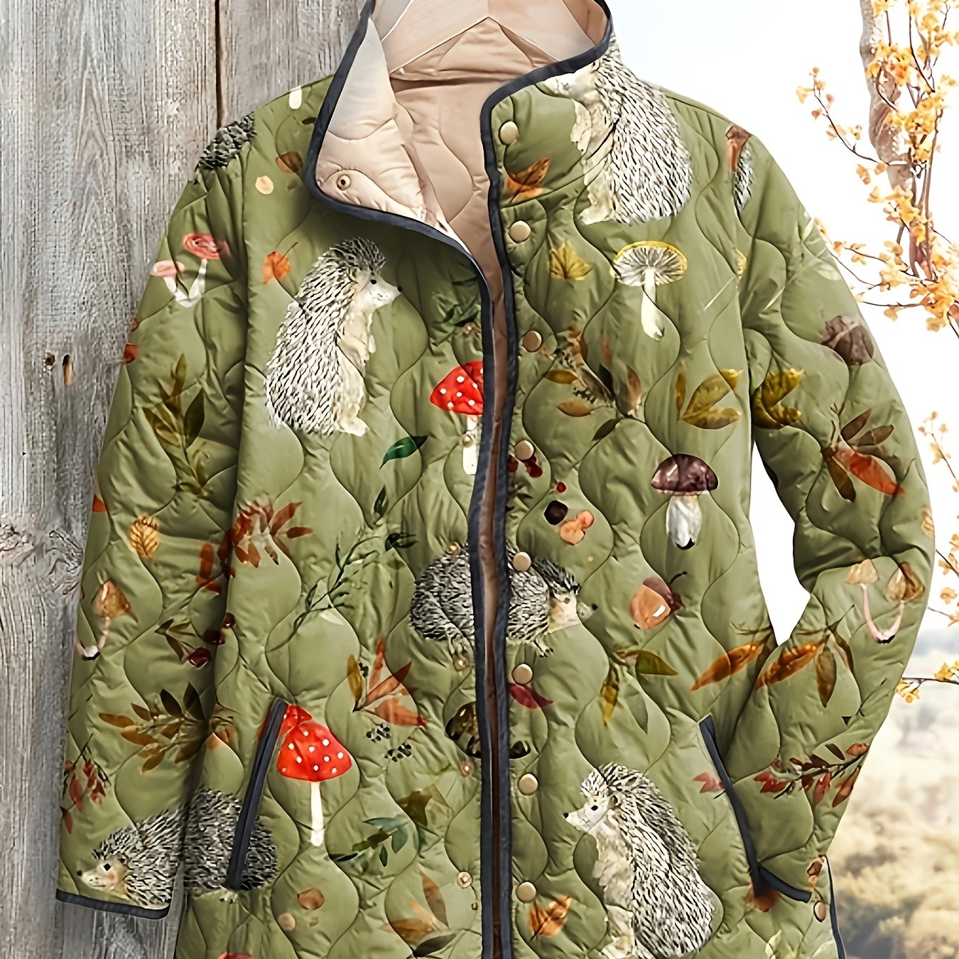 Teagan | Women's Hedgehog-Print Quilted Jacket — product image 4