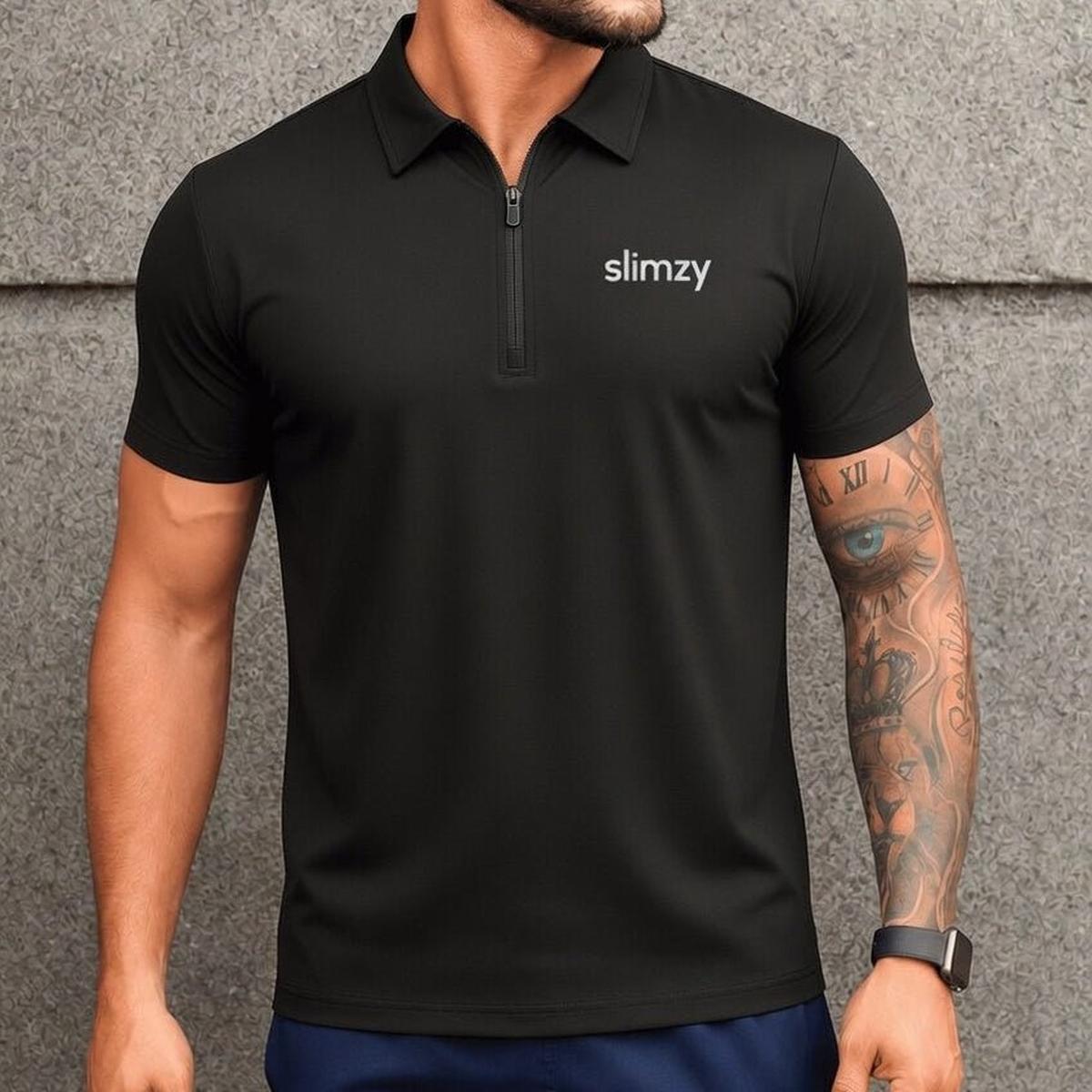 Men's Slimzy Tech Zip Polo Shirt – Black