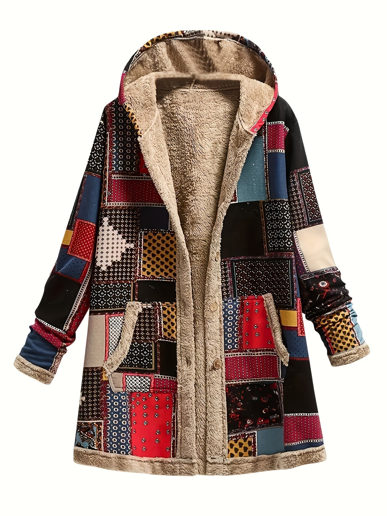 Victoria | Women's Patchwork-Print Hooded Coat — product image 1