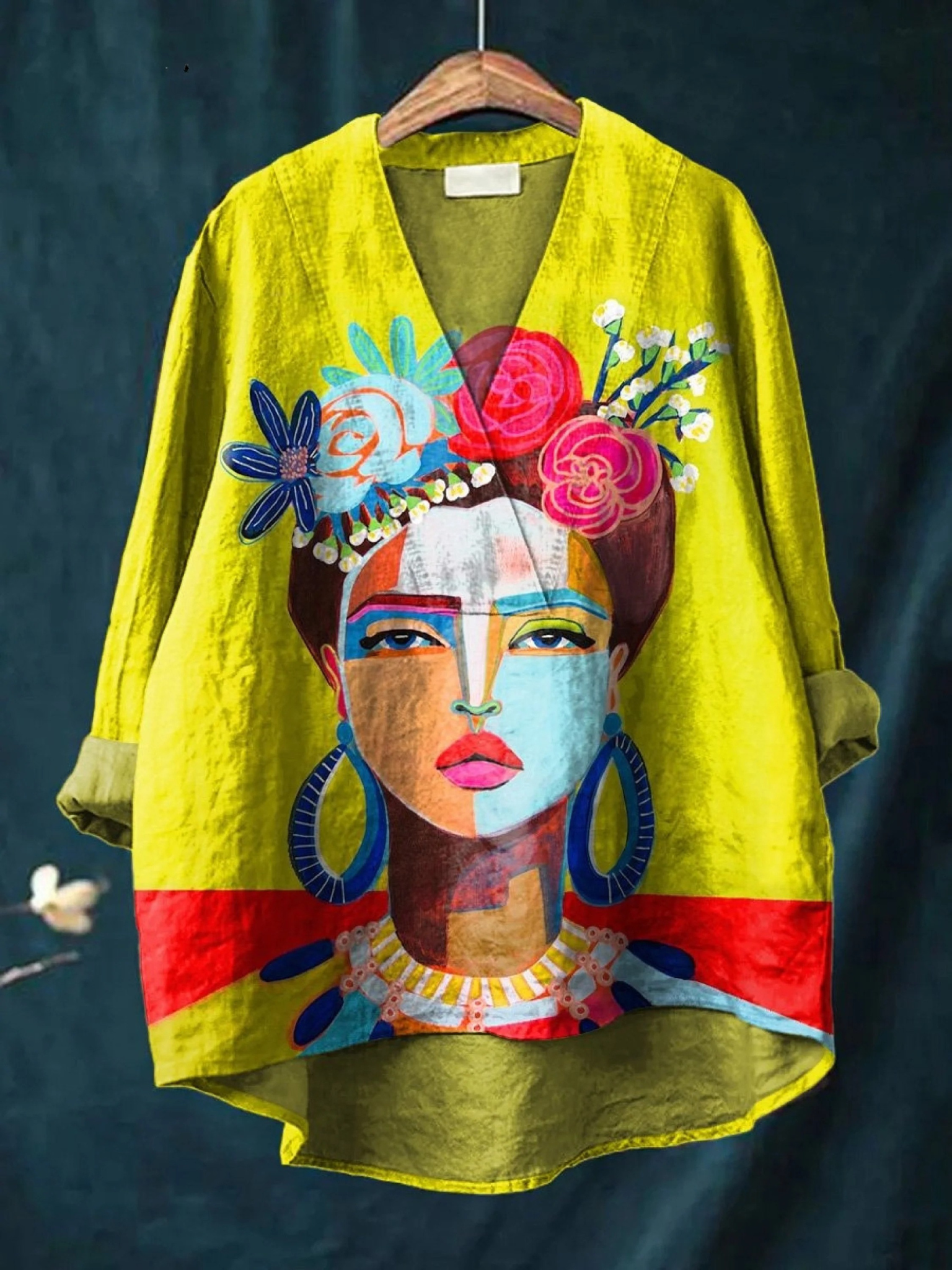 Nyla | Women's Portrait-Print Button-Up Shirt