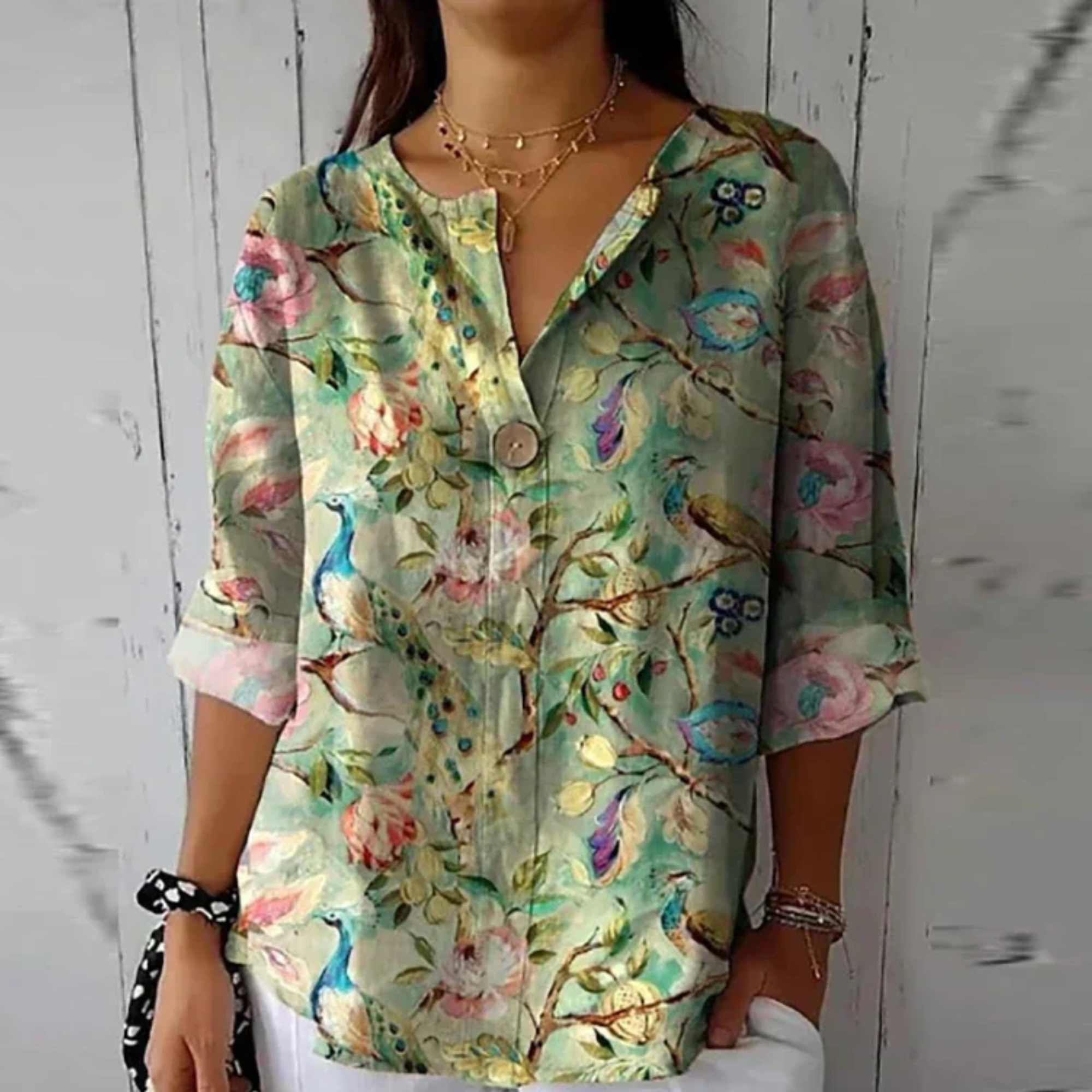 Cleo | Women's Floral V-Neck Blouse