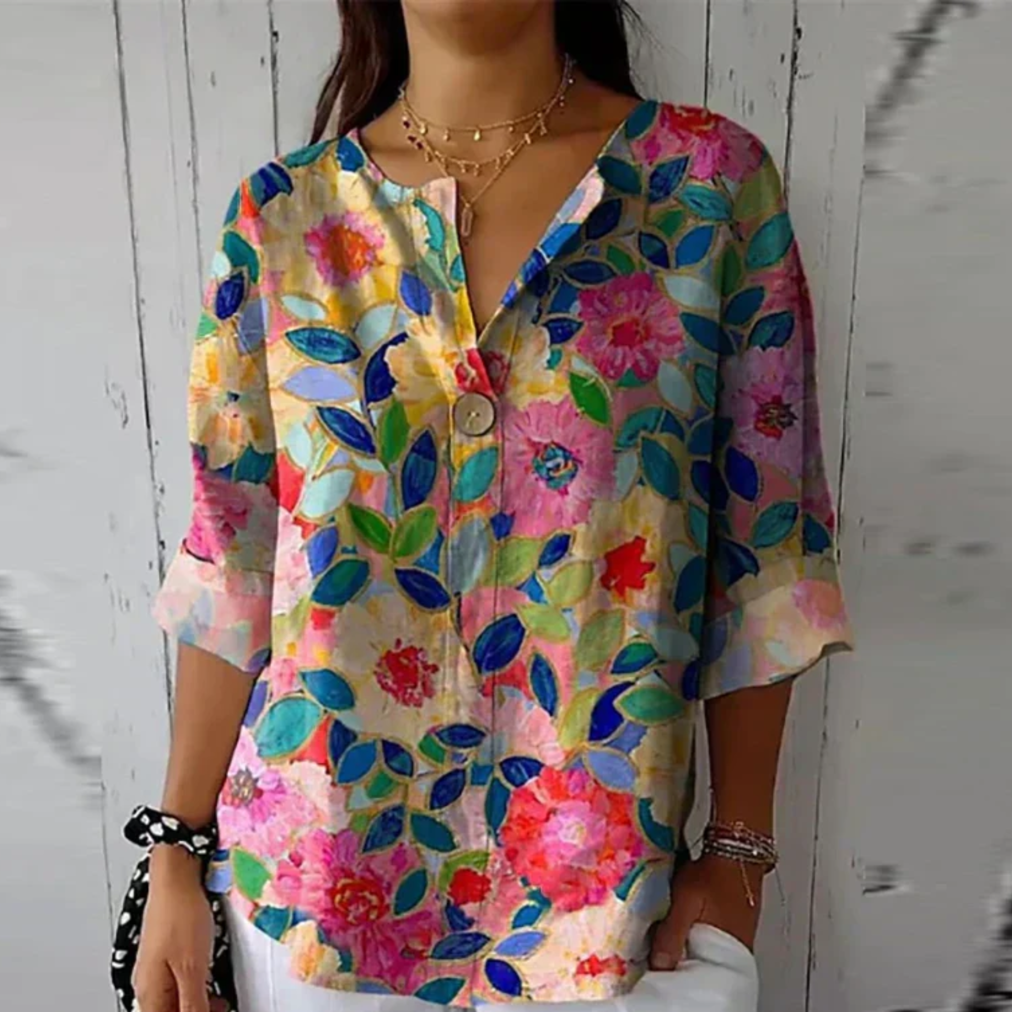 Cleo | Women's Floral V-Neck Blouse