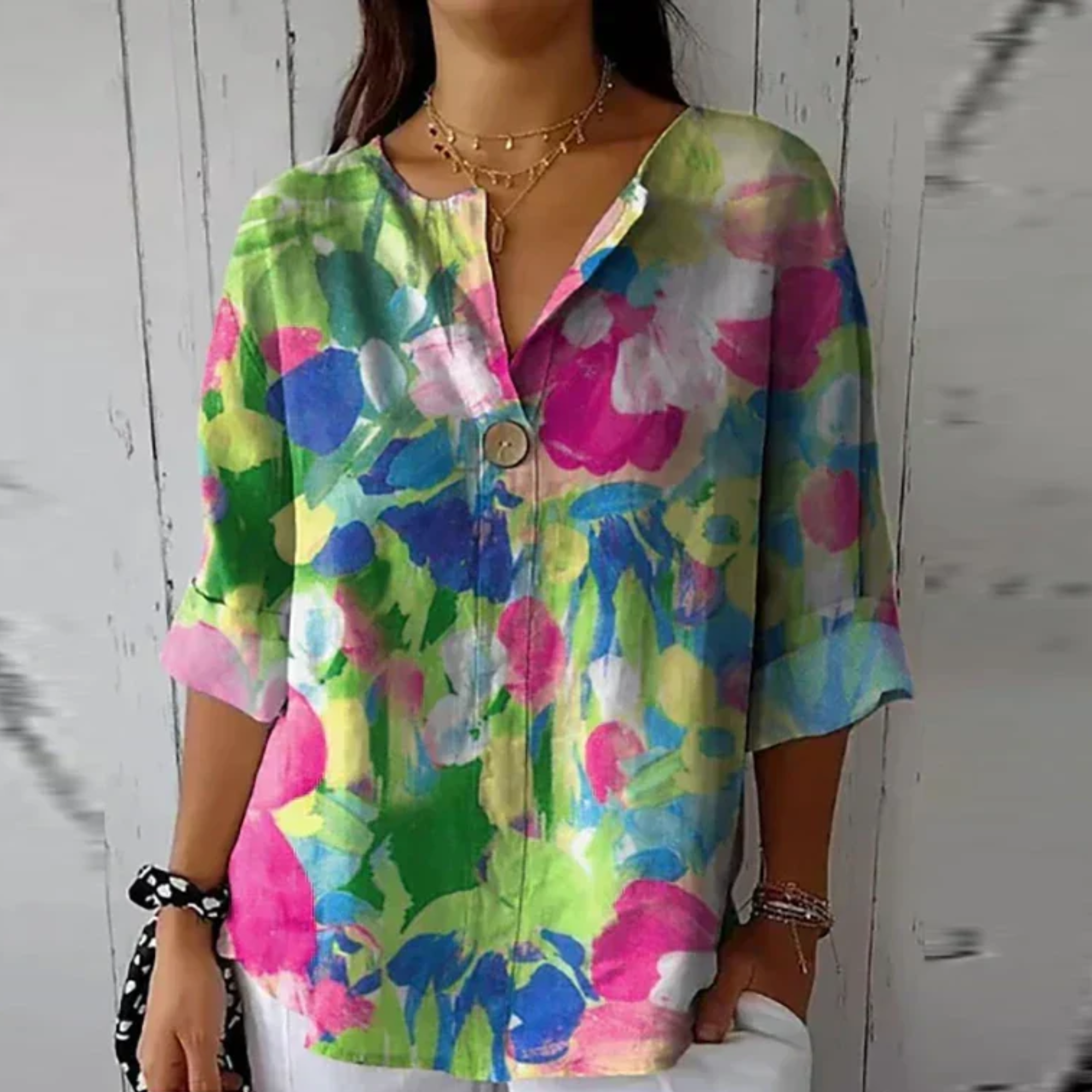 Cleo | Women's Floral V-Neck Blouse