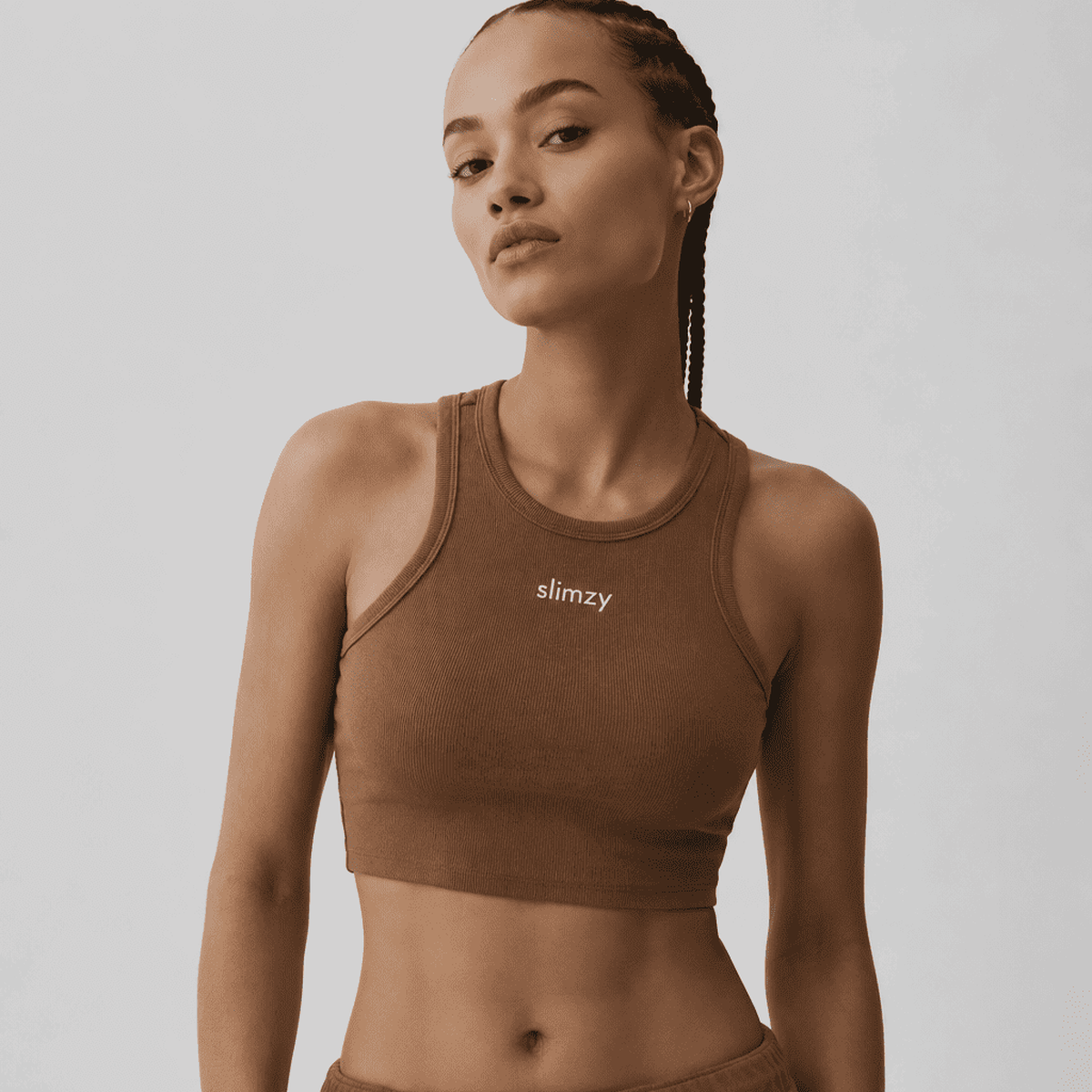 Women's Slimzy Cropped Sports T-Shirt - Brown
