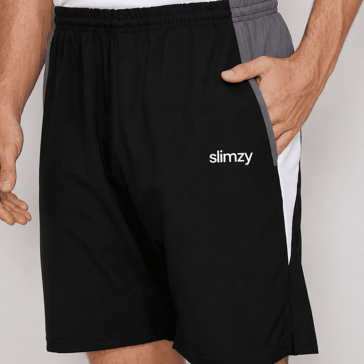 Men's Slimzy Color Block Performance Shorts – Black And Gray