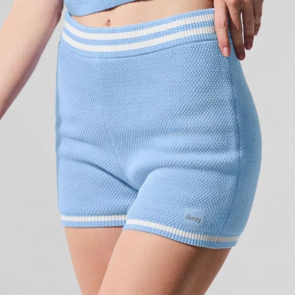 Women's Slimzy Textured Casual Shorts - Cyan