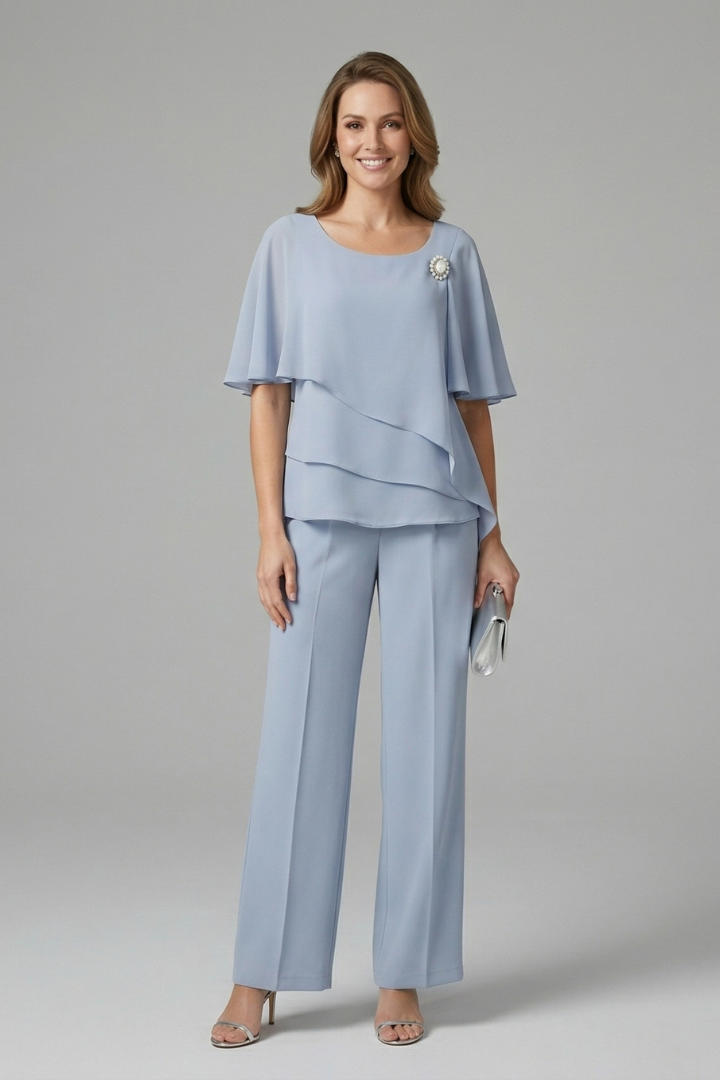 Pia | Women's Layered Top and Trouser Set