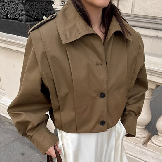 Amelia | Women's Button-Front Cropped Trench Jacket — product image 1
