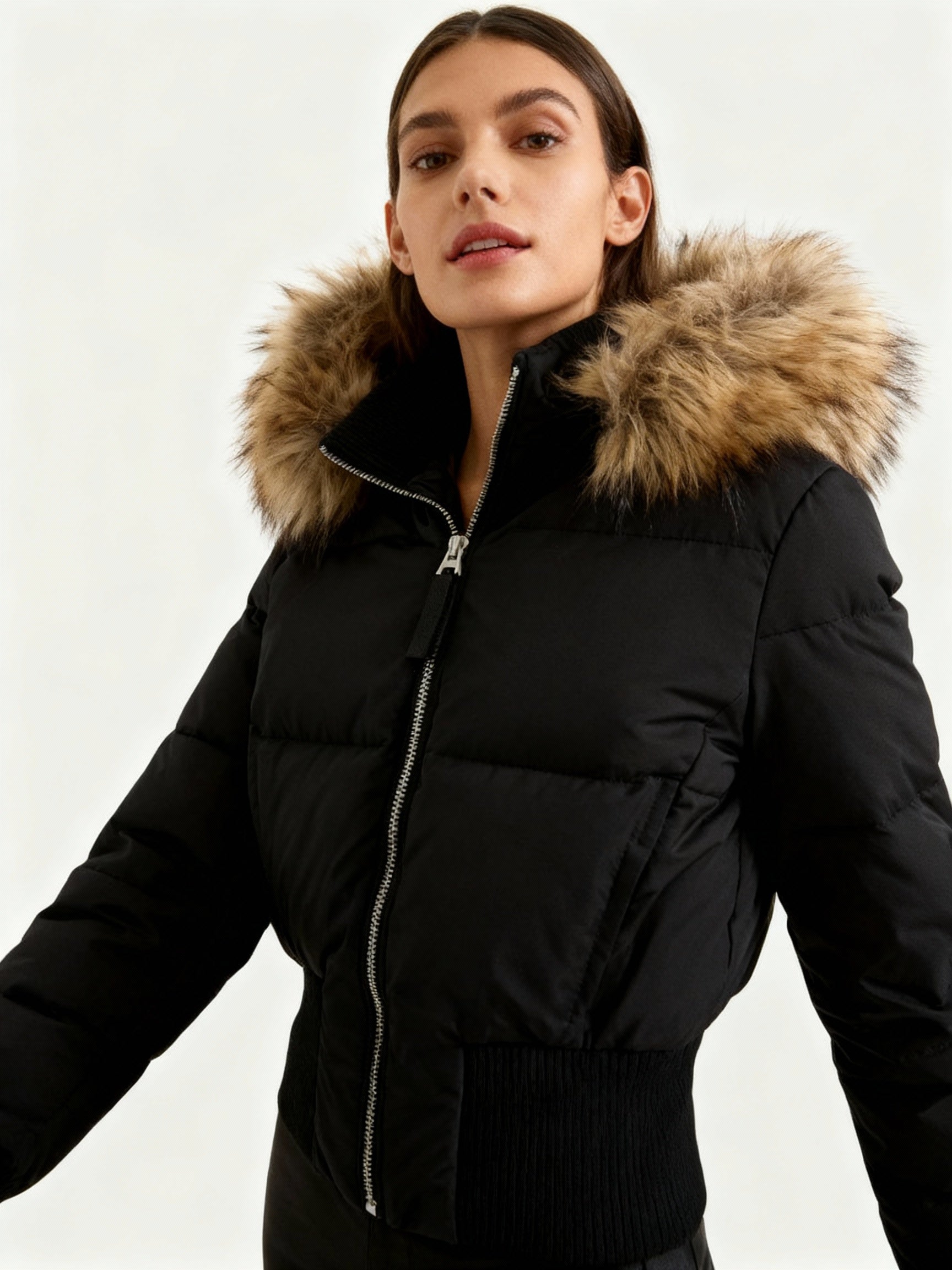 Ava | Women's Quilted Faux-Fur-Trim Hooded Jacket — product image 1