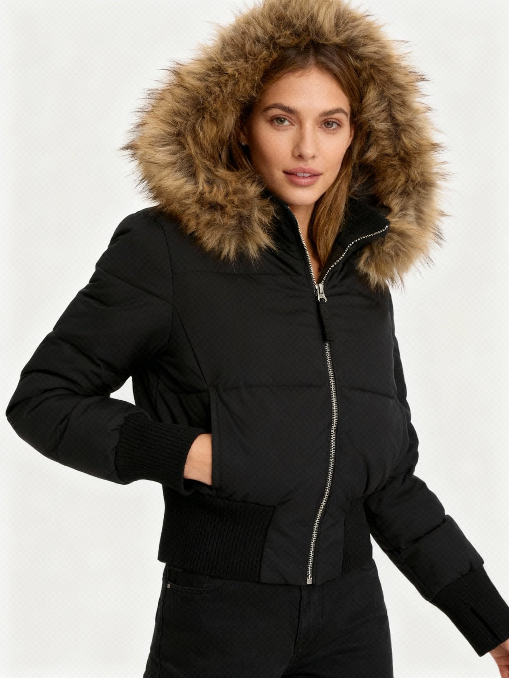 Ava | Women's Quilted Faux-Fur-Trim Hooded Jacket — product image 5