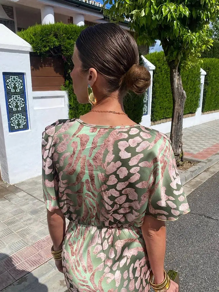 Clarissa | Women's Twist-Front Printed Midi Dress — product image 5