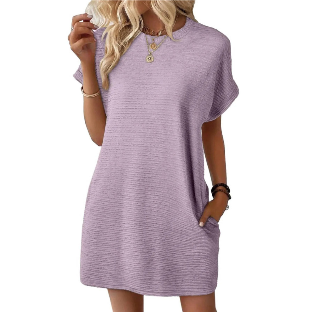 Evasha | Women's Round-Neck Pocket Shift Dress — product image 7