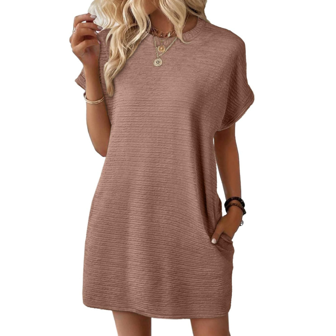 Evasha | Women's Round-Neck Pocket Shift Dress — product image 8