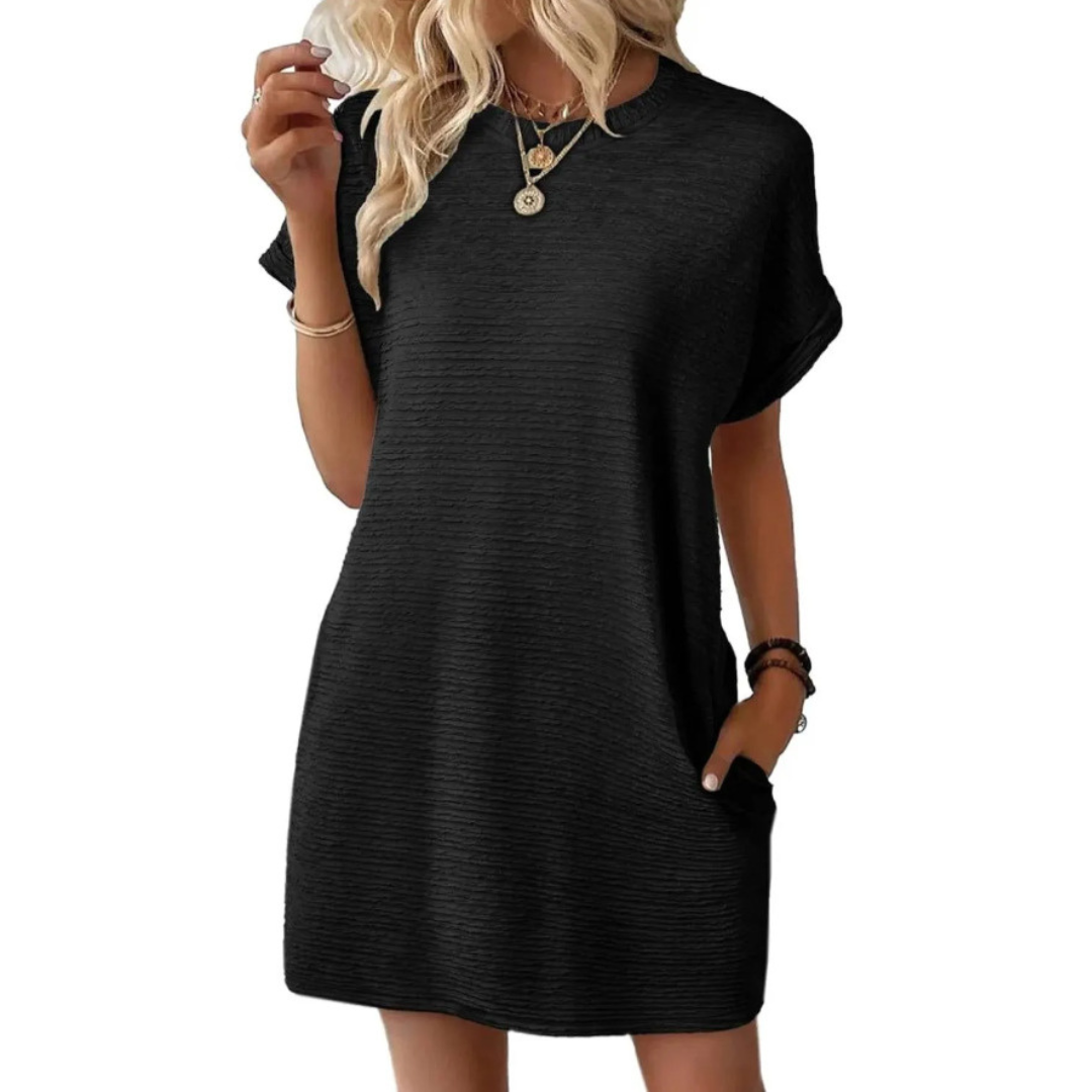 Evasha | Women's Round-Neck Pocket Shift Dress — product image 9