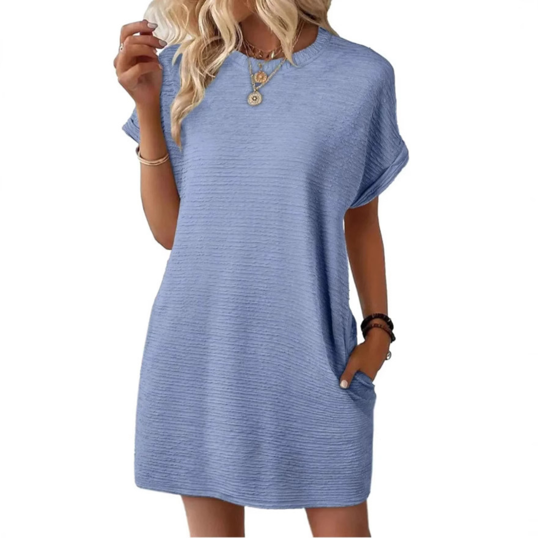 Evasha | Women's Round-Neck Pocket Shift Dress — product image 11