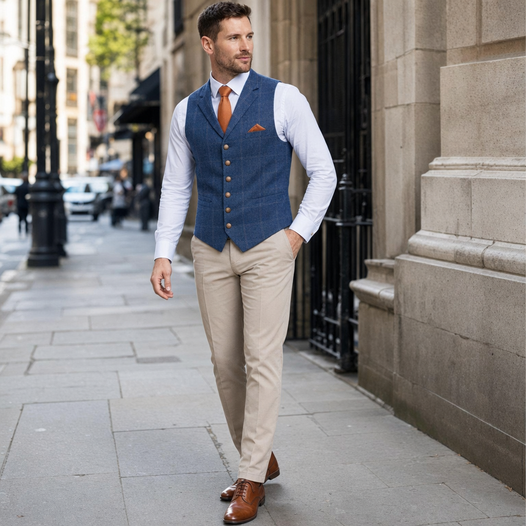 Harrison | Men's Plaid Lapel Waistcoat — product image 2