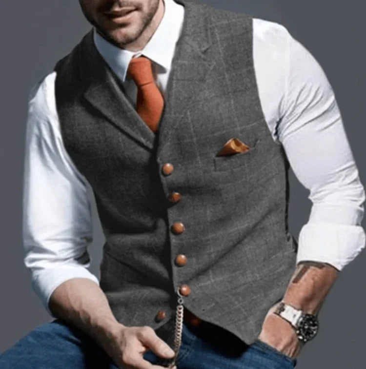 Harrison | Men's Plaid Lapel Waistcoat — product image 12