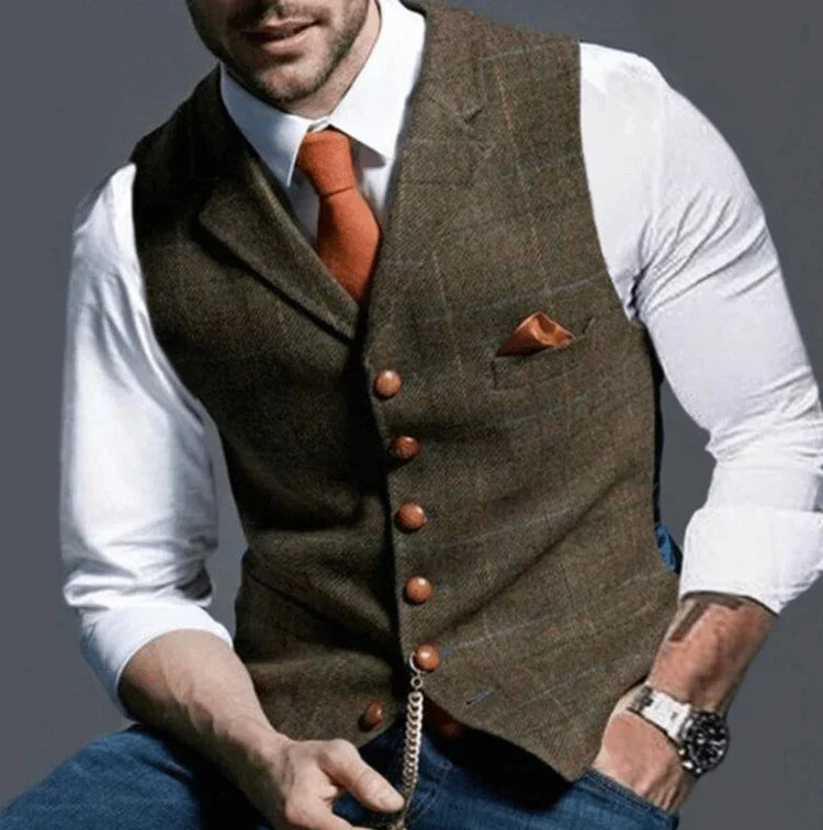 Harrison | Men's Plaid Lapel Waistcoat — product image 13