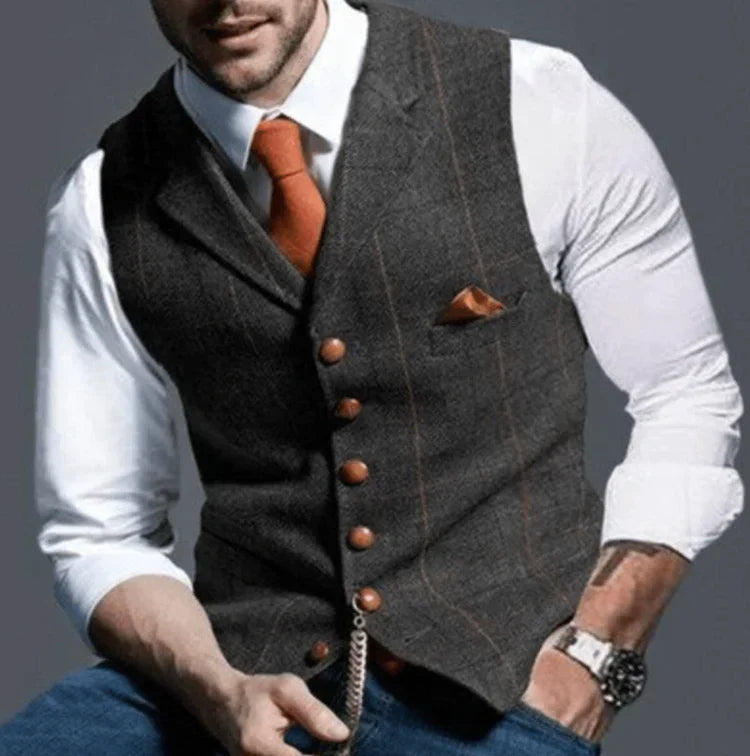 Harrison | Men's Plaid Lapel Waistcoat — product image 14