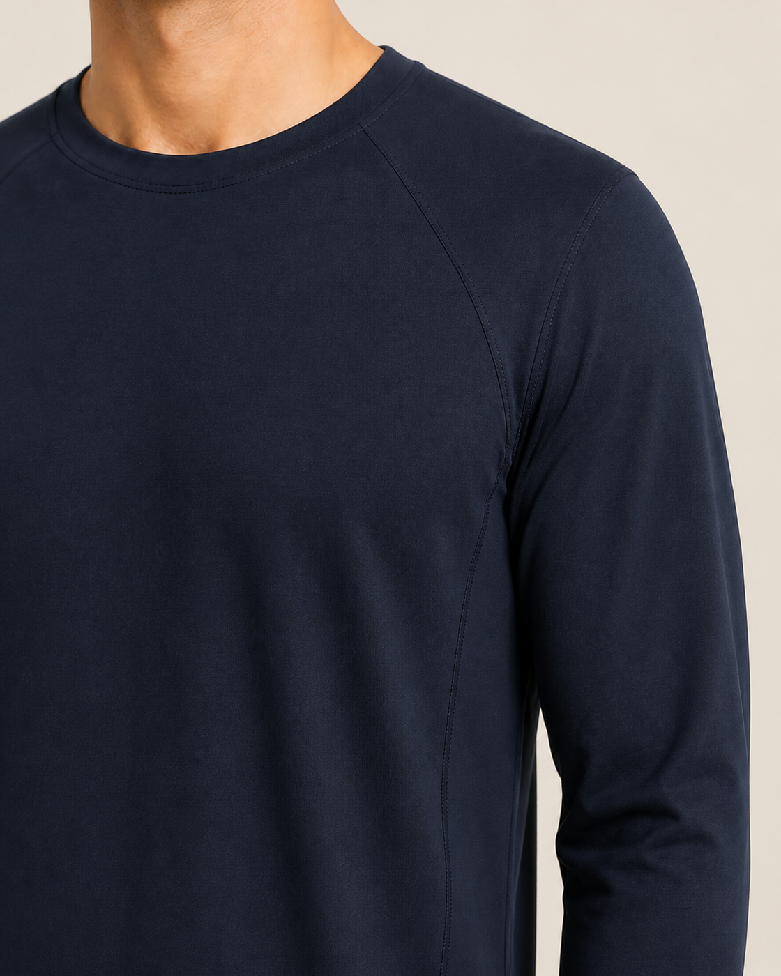 Men's Frame Long-Sleeve Top — Midnight Navy — construction detail