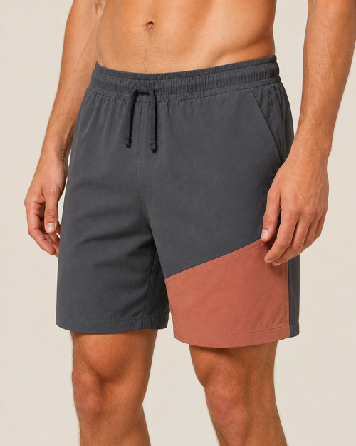 Men's Offset Panel Shorts — Graphite / Clay — alternate view