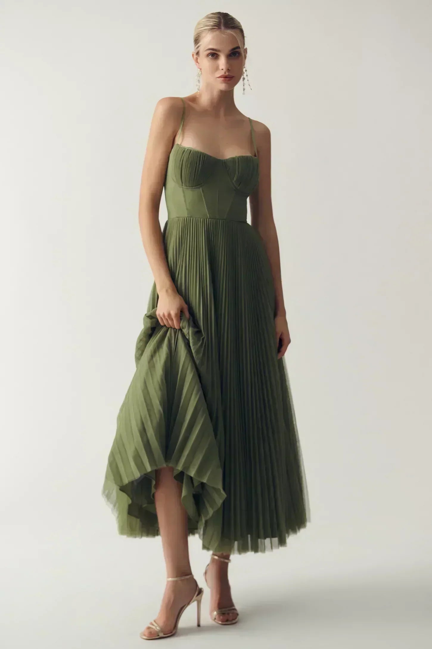 Olivia | Women's Open-Back Pleated Midi Dress — product image 2