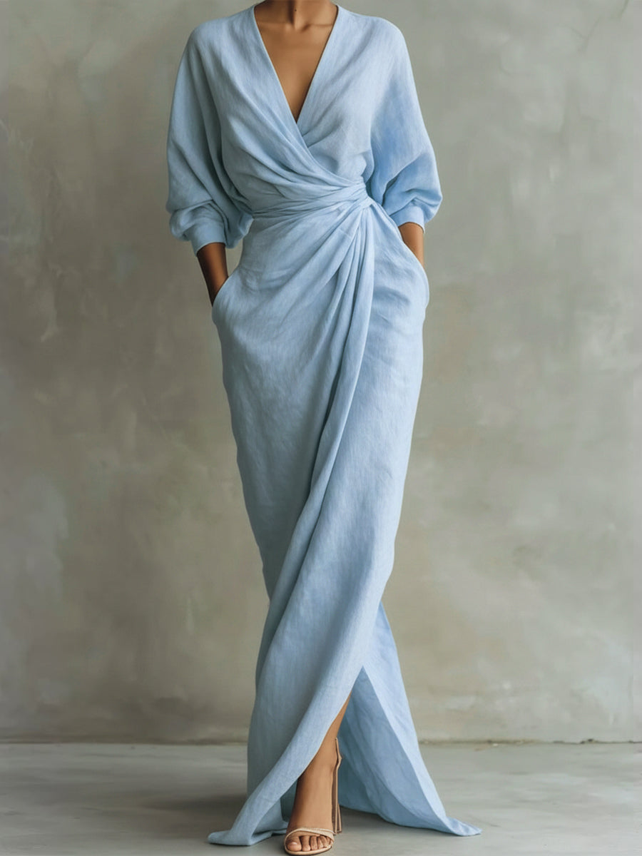Una | Women's Wrap-Drape Maxi Dress