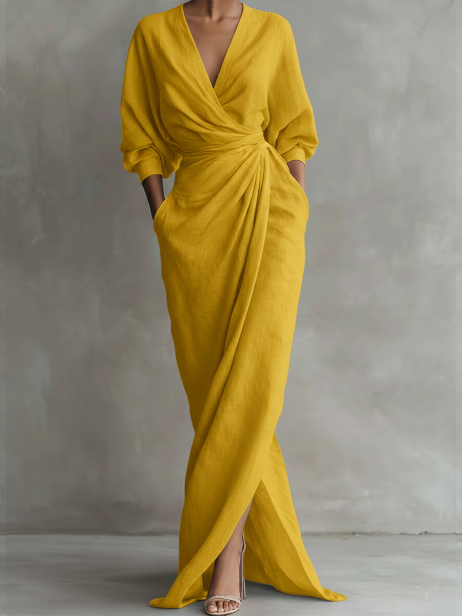 Una | Women's Wrap-Drape Maxi Dress