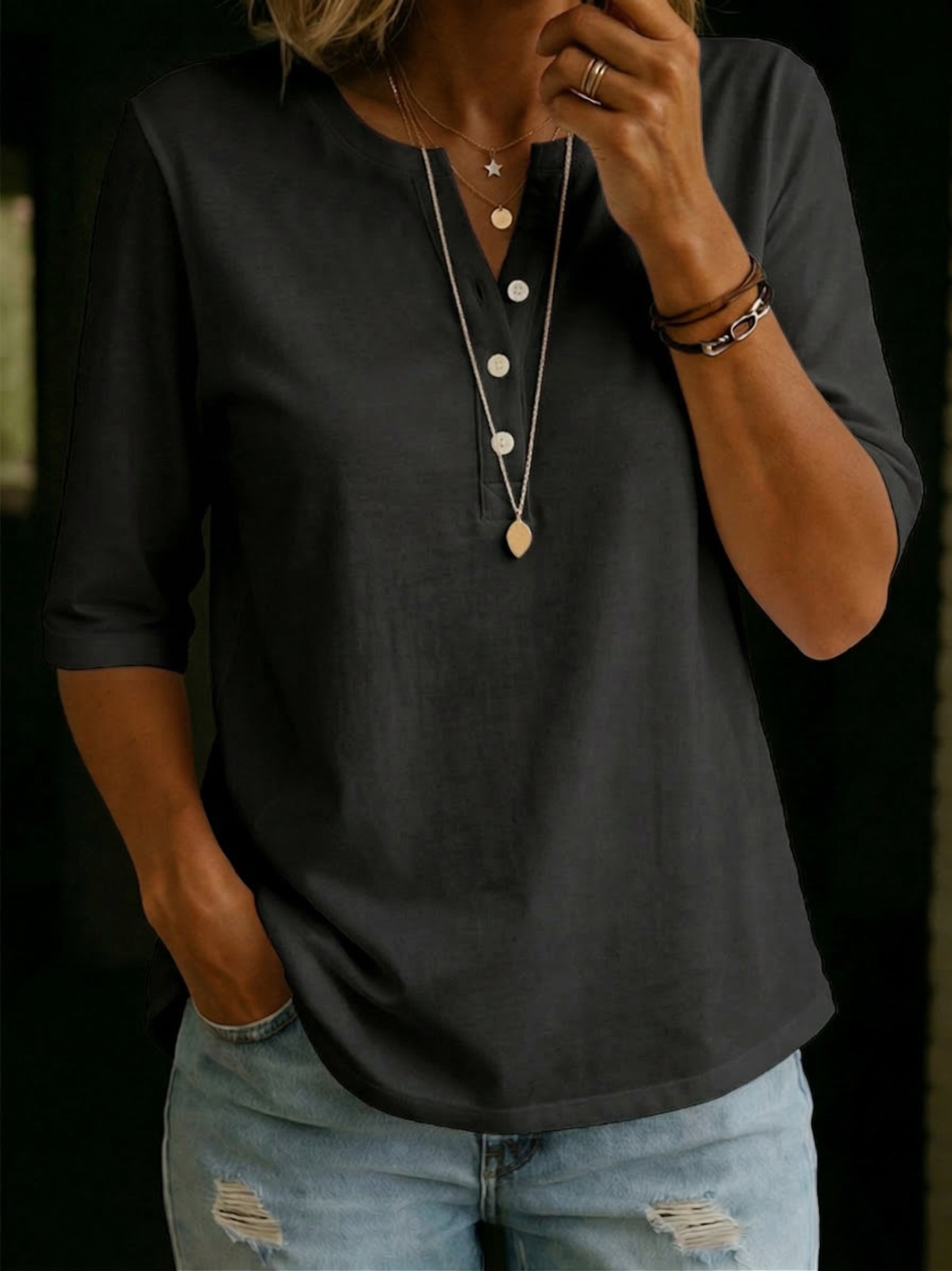 Birdie | Women's Henley 3/4-Sleeve Top