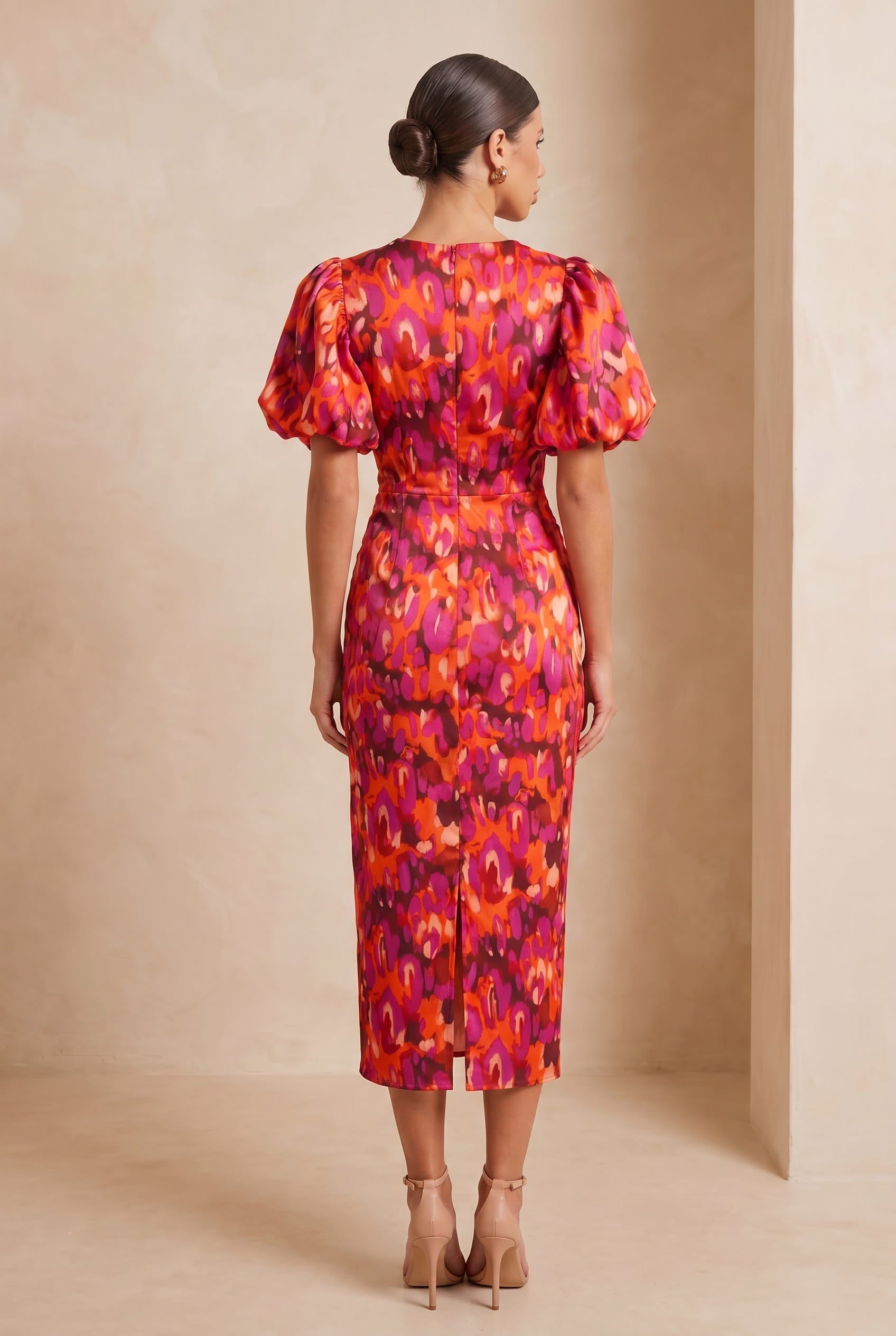 Slimzy Women's Abstract-Print Puff-Sleeve Midi Dress – product image 5 of 9