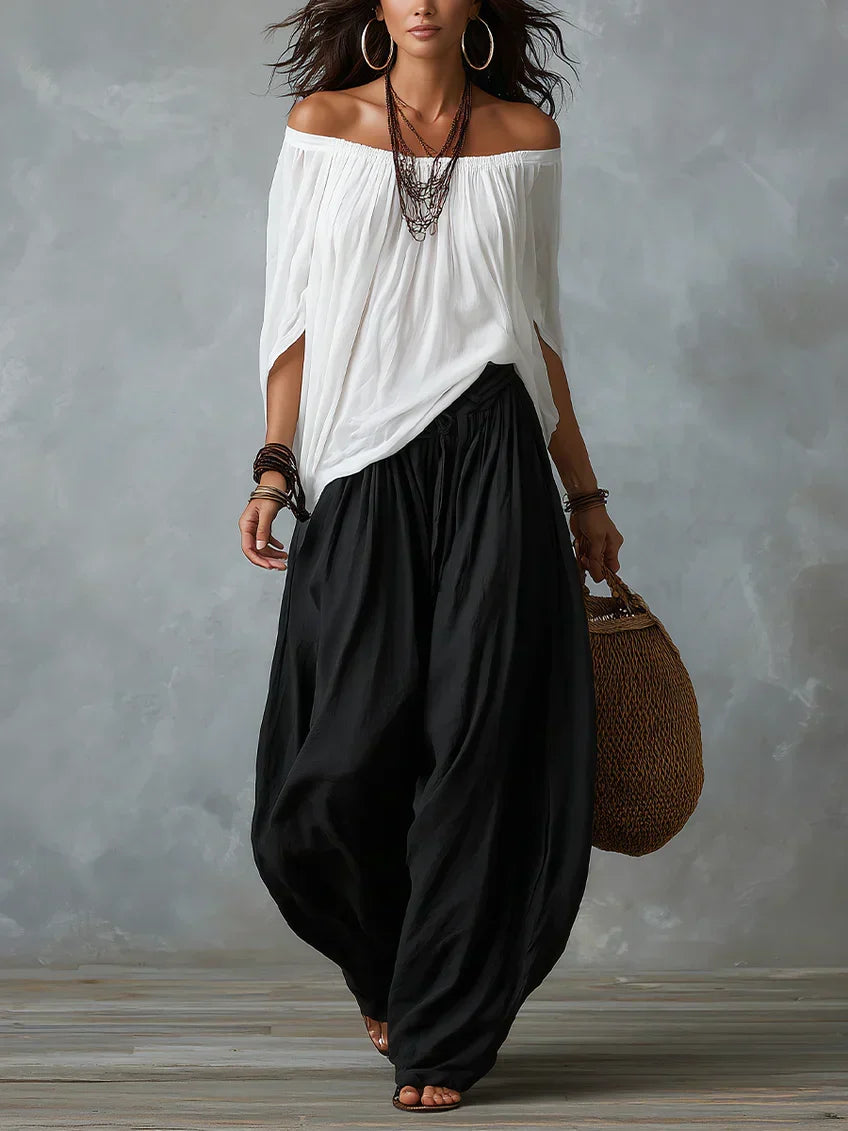Slimzy Women's Asymmetric Top & Wide-Leg Trouser Set – product image 1 of 8