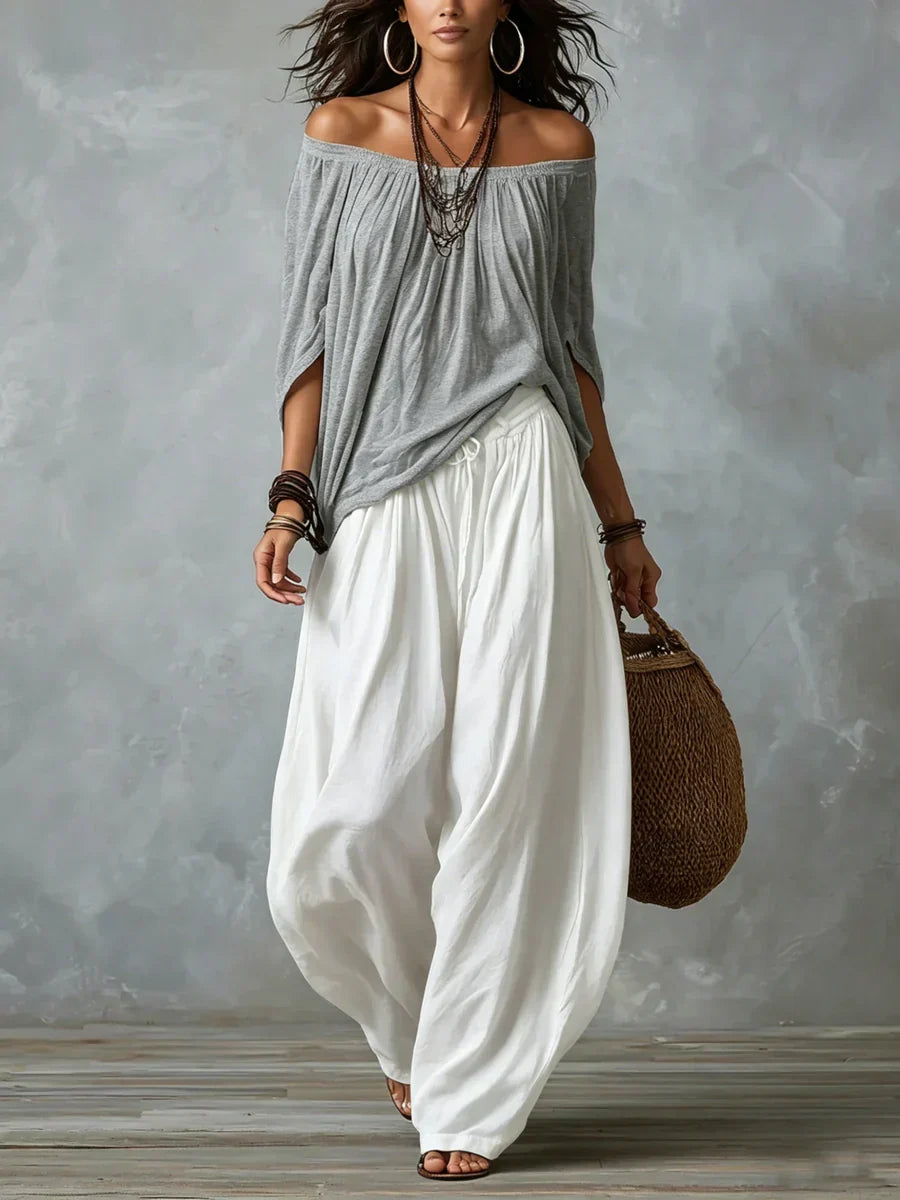 Slimzy Women's Asymmetric Top & Wide-Leg Trouser Set – product image 3 of 8