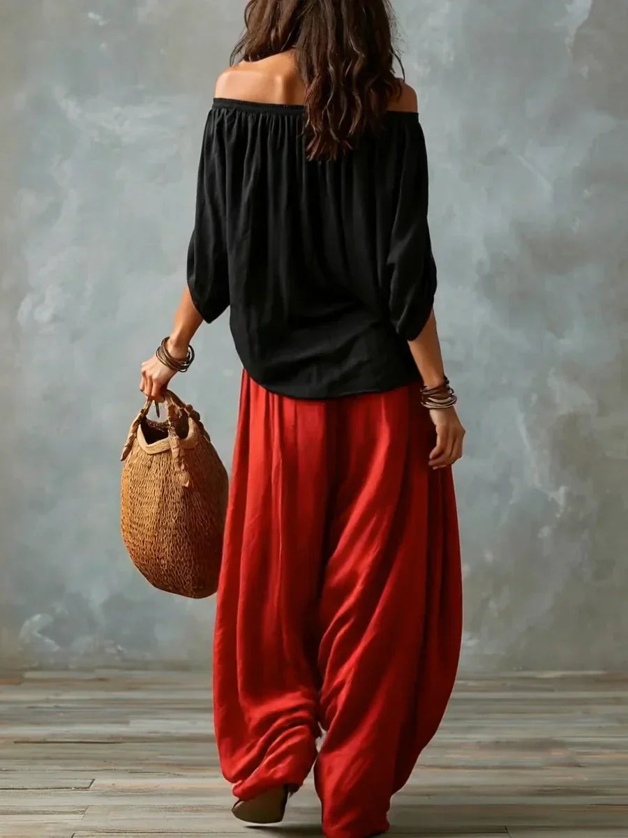 Slimzy Women's Asymmetric Top & Wide-Leg Trouser Set – product image 6 of 8