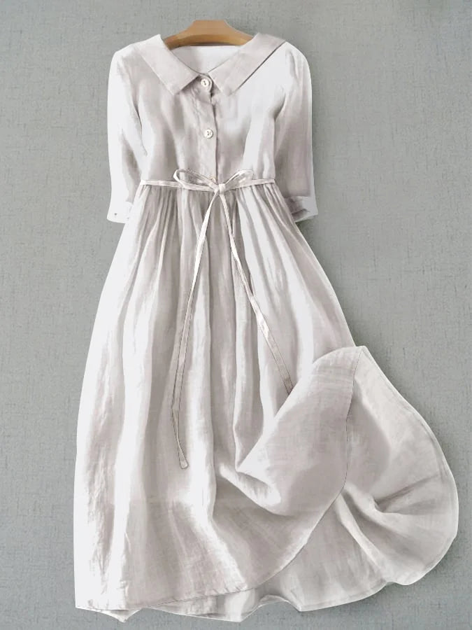 Slimzy Women's Collared Tie-Waist Short-Sleeve Midi Dress – product image 2 of 2