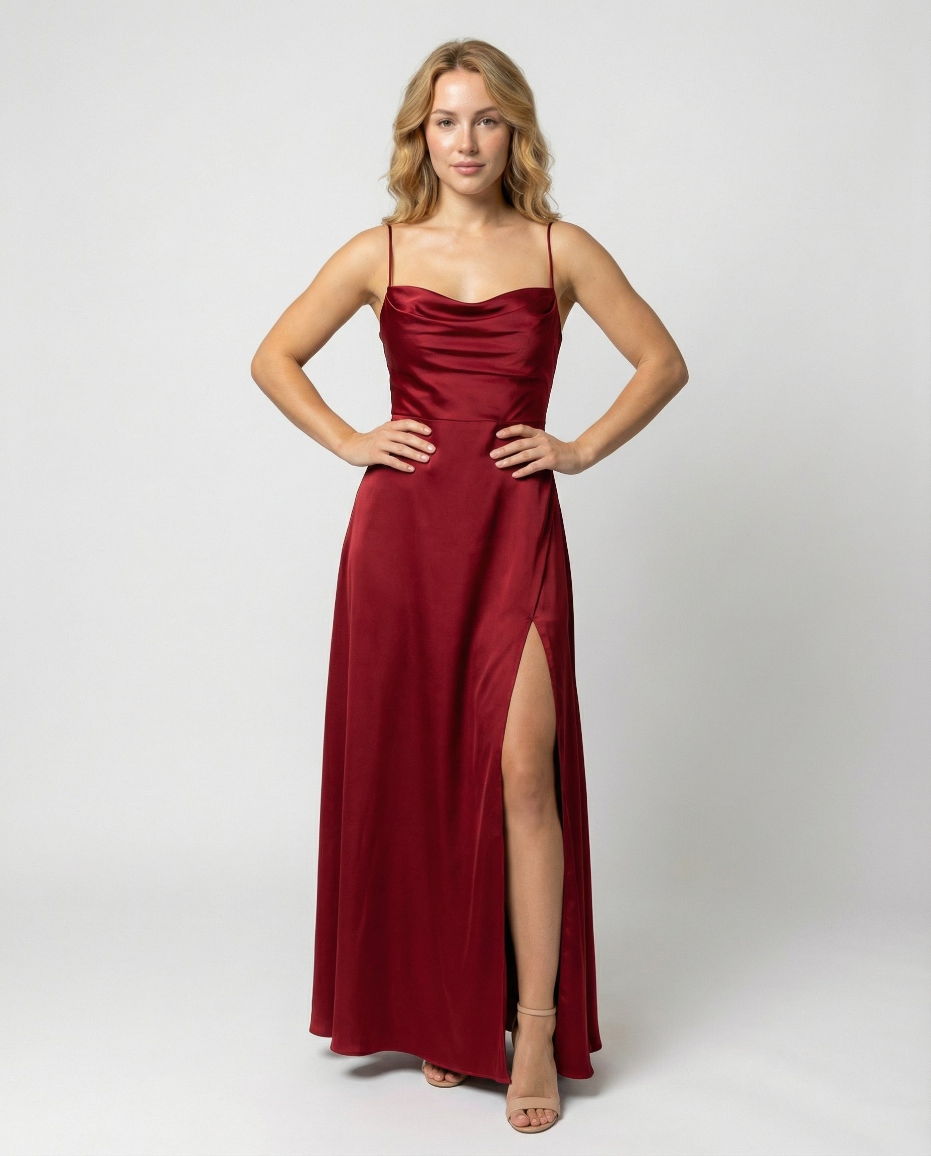Slimzy Women's Cowl-Neck Side-Slit Maxi Dress – product image 1 of 11