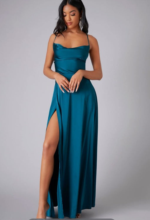 Slimzy Women's Cowl-Neck Side-Slit Maxi Dress – product image 11 of 11