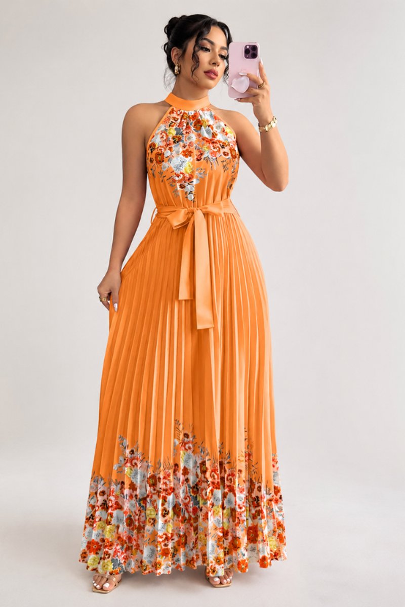 Slimzy Women's Floral Pleated Halter Maxi Dress – product image 15 of 22