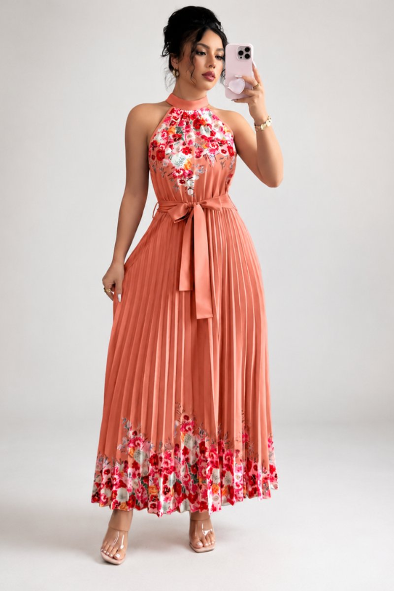 Slimzy Women's Floral Pleated Halter Maxi Dress – product image 16 of 22