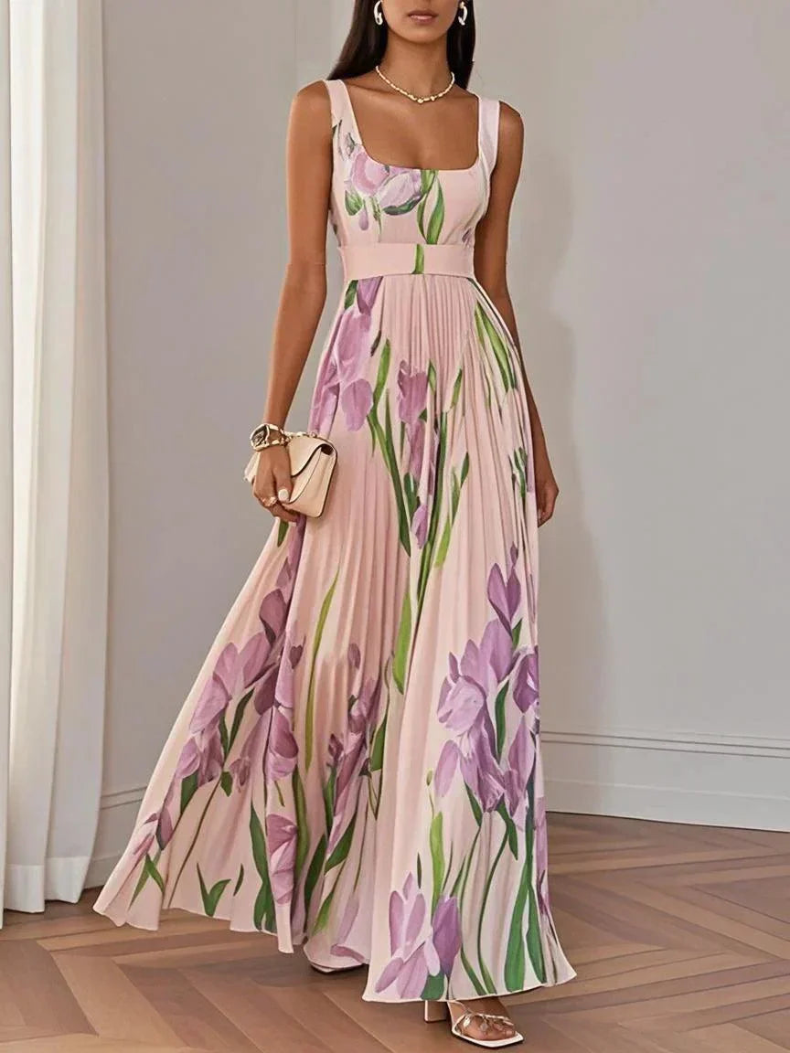 Slimzy Women's Floral Square-Neck Pleated Maxi Dress – product image 5 of 5