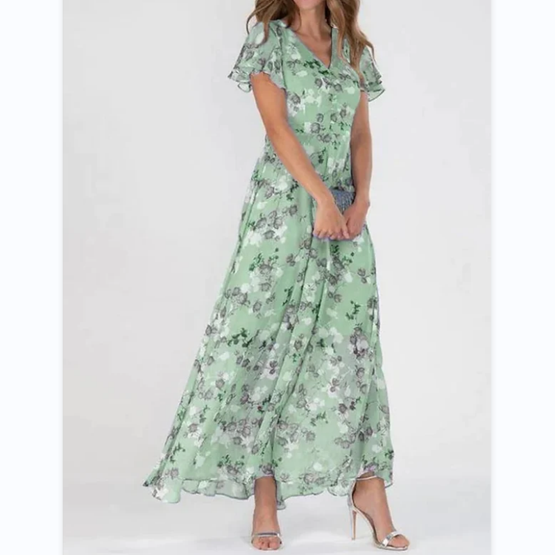 Slimzy Women's Floral V-Neck Flutter-Sleeve Midi Dress – product image 2 of 12