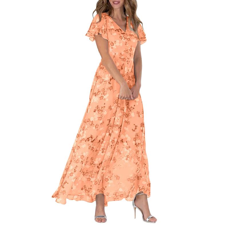 Slimzy Women's Floral V-Neck Flutter-Sleeve Midi Dress – product image 4 of 12
