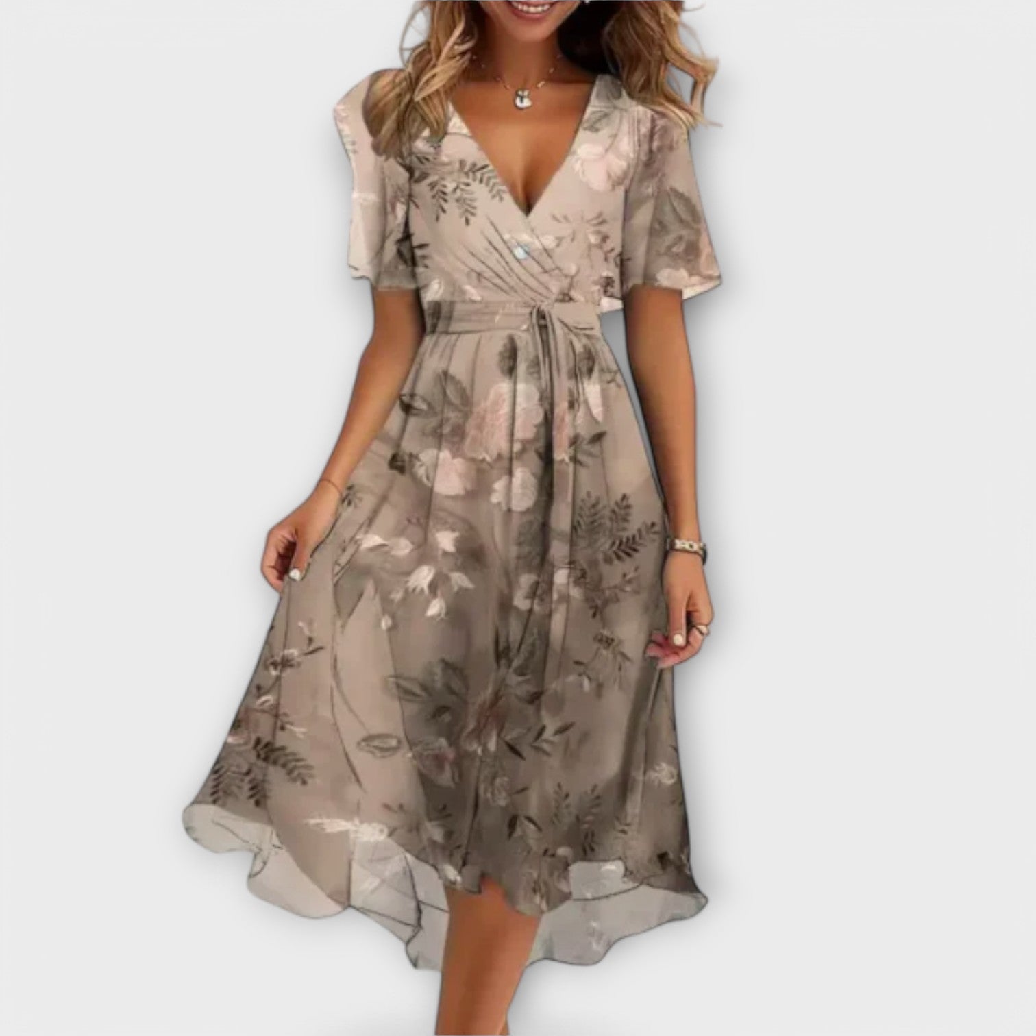 Slimzy Women's Floral Wrap High-Low Midi Dress – product image 3 of 4