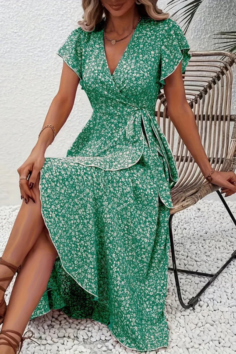 Slimzy Women's Floral Wrap Short-Sleeve Midi Dress – product image 10 of 22