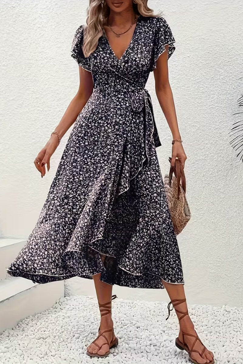 Slimzy Women's Floral Wrap Short-Sleeve Midi Dress – product image 14 of 22