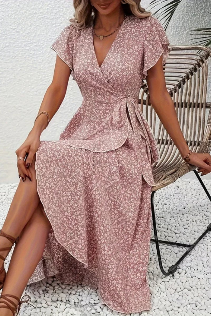 Slimzy Women's Floral Wrap Short-Sleeve Midi Dress – product image 17 of 22