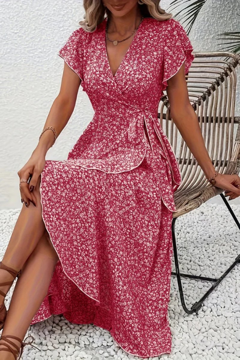Slimzy Women's Floral Wrap Short-Sleeve Midi Dress – product image 18 of 22