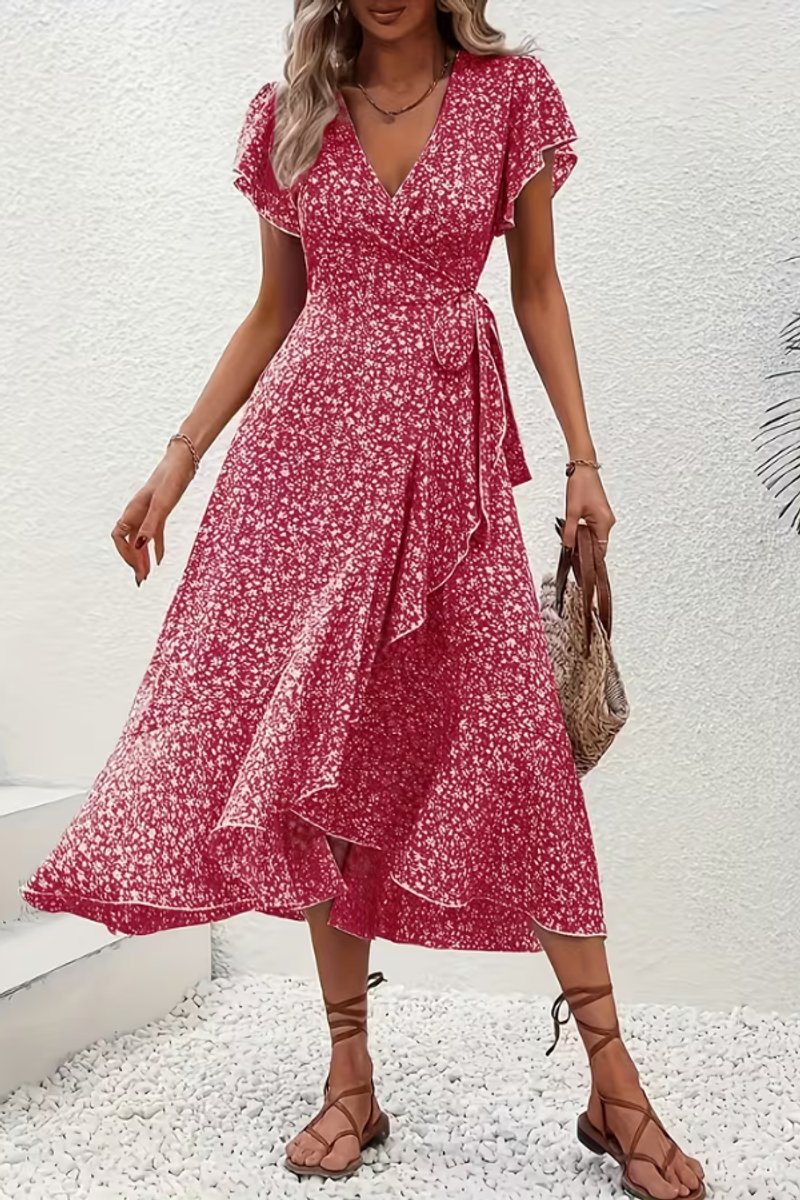 Slimzy Women's Floral Wrap Short-Sleeve Midi Dress – product image 19 of 22
