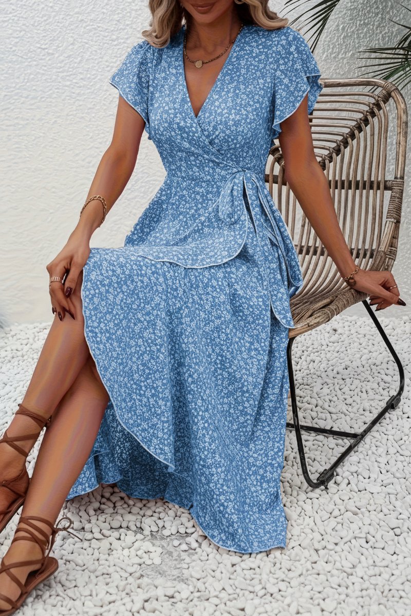 Slimzy Women's Floral Wrap Short-Sleeve Midi Dress – product image 22 of 22